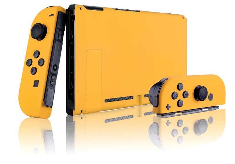 NS Switch Console Full Shell Silky Soft Touch Caution Yellow