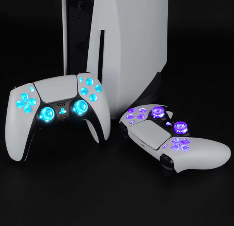 PS5 Dualsense Controller DTF LED Light Mod Kit Clear Buttons