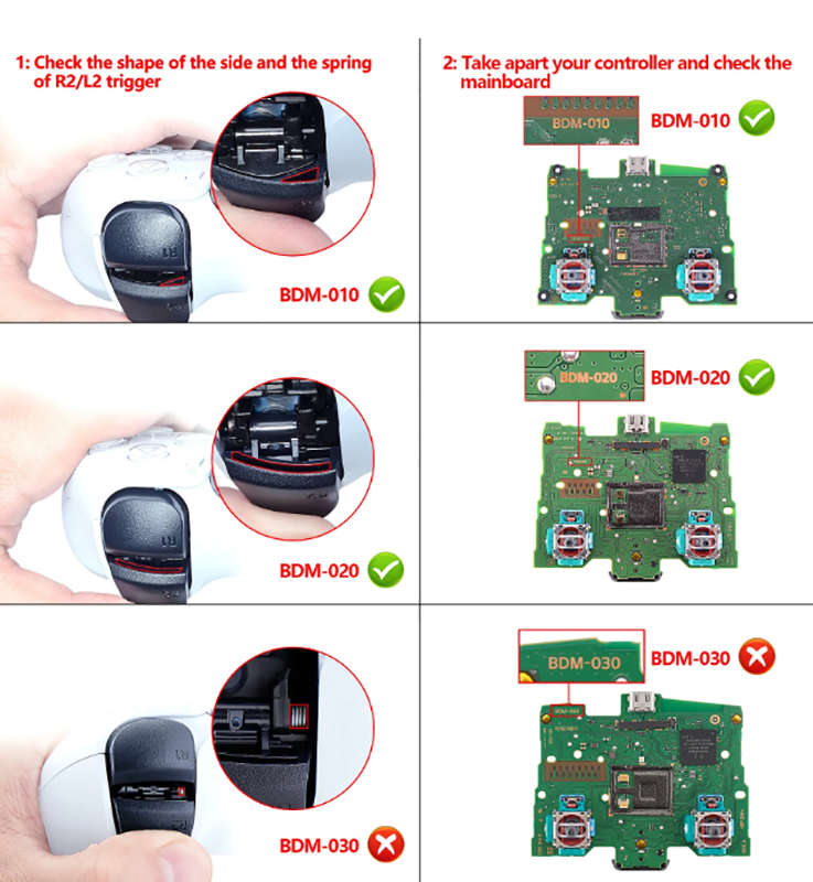 PS5 Dualsense Controller DTF LED Light Mod Kit Clear Buttons