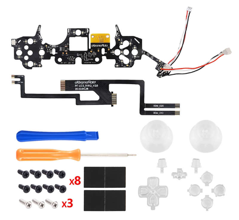 PS5 Dualsense Controller DTF LED Light Mod Kit Clear Buttons