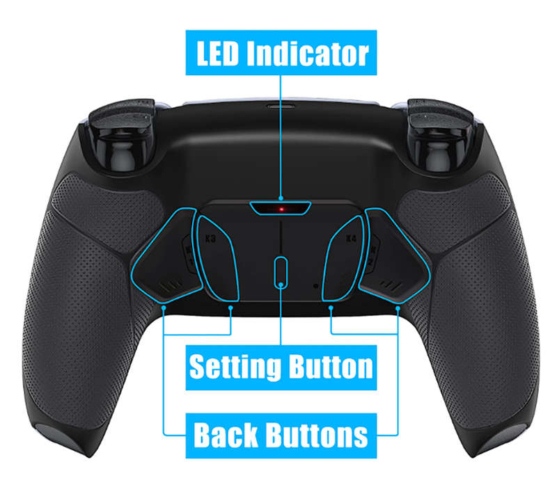 Ps5 Dualsense Controller 4x Back Button Mod Kit Rise4 Rubberized Black for BDM-030/040/050