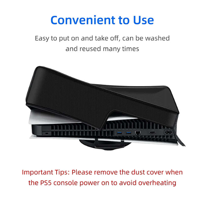 PS5 Horizontal Dust Cover for Digital Edition and Ultra HD Consoles Black