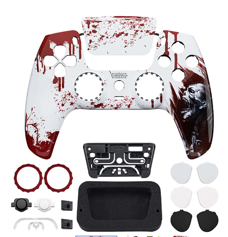 PS5 Dualsense Controller Front Shell With Touchpad Luna Glossy Blood Zombie