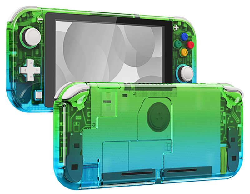 NS Switch Lite Complete Shell Kit Glossy Gradient Translucent Green Blue