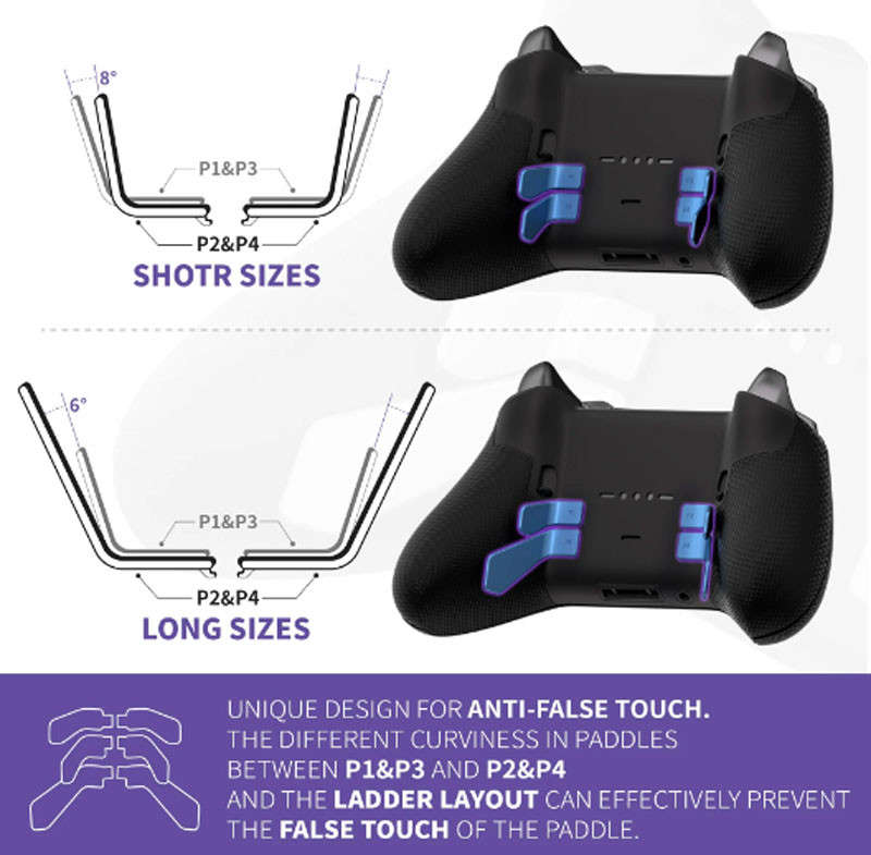 XBOX Elite / Elite Series 2 Controller Redesigned SWIFT Ergonomic Paddle Set Metalic Neptune Blue