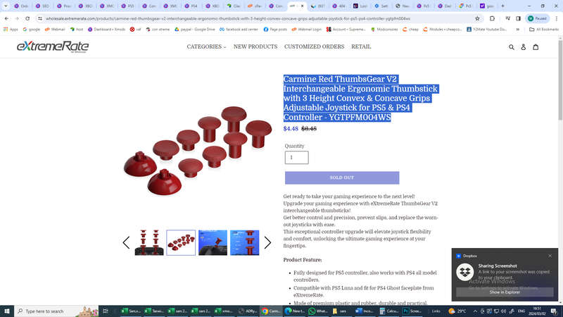 PS5 / PS4 ThumbsGear V2 Interchangeable Ergonomic Thumbstick Kit Carmine Red