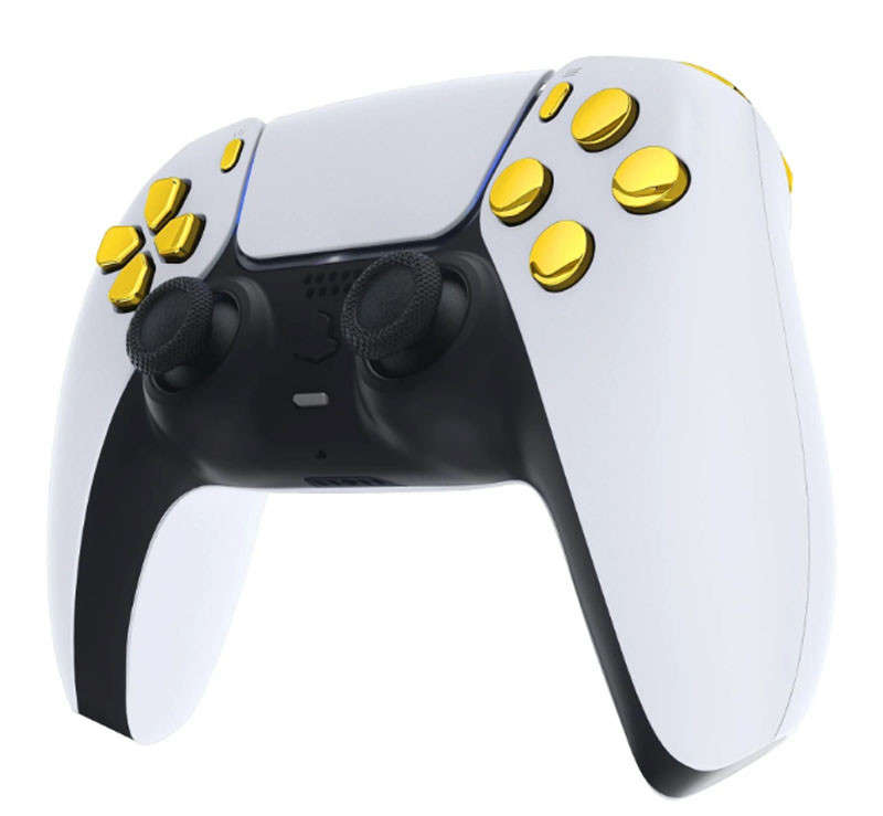PS5 Dualsense Controller Full Button Set Glossy Chrome Gold for BDM-030/040