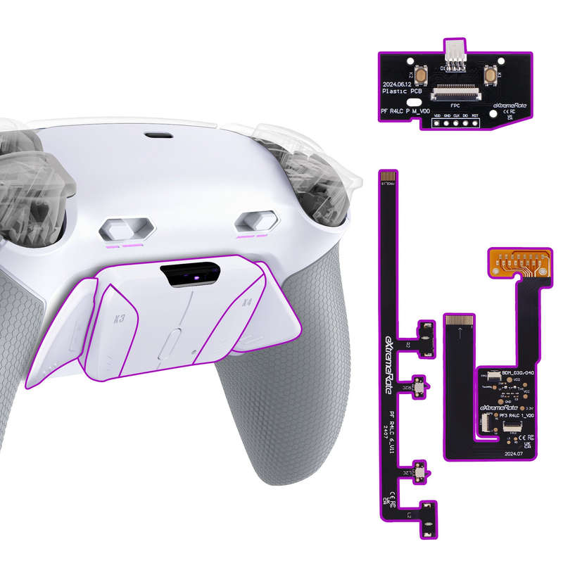 Ps5 Dualsense Controller NEW Plus MAX Edition Back Button Mod Kit Rise4 Rubberized White for BDM-...