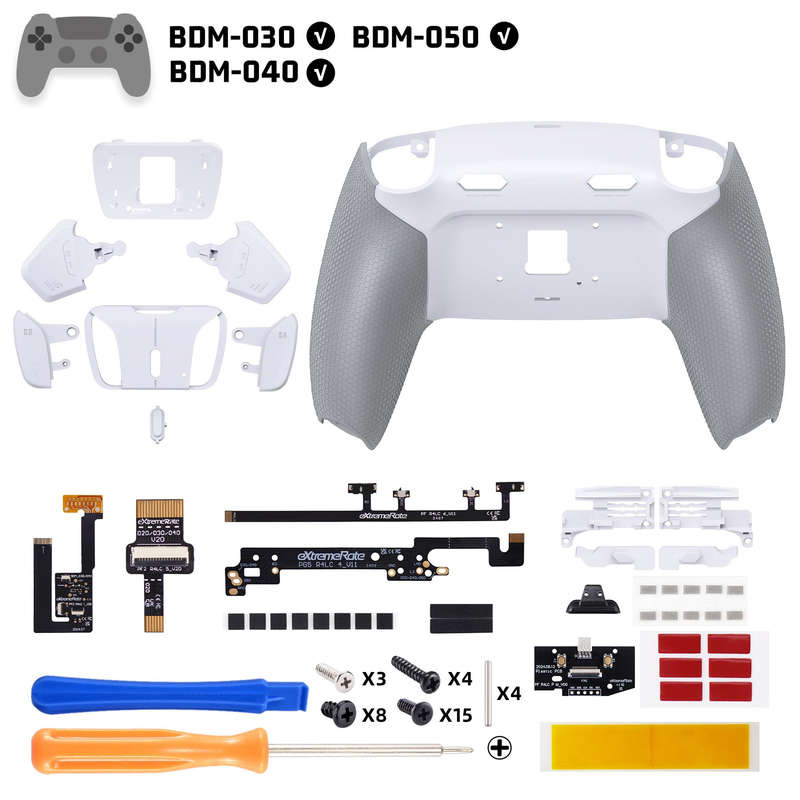 Ps5 Dualsense Controller NEW Plus MAX Edition Back Button Mod Kit Rise4 Rubberized White for BDM-...