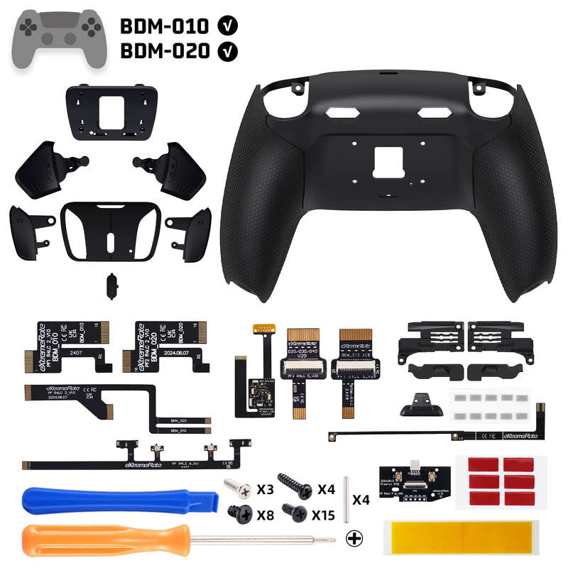 Ps5 Dualsense Controller NEW Plus MAX Edition Back Button Mod Kit Rise4 Rubberized Black for BDM-...