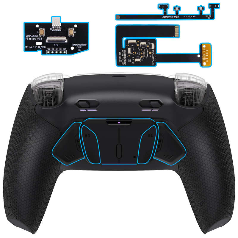 Ps5 Dualsense Controller NEW Plus MAX Edition Back Button Mod Kit Rise4 Rubberized Black for BDM-...