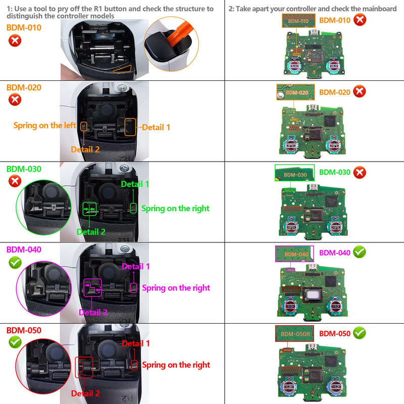 PS5 Dualsense Button Mod Tactile Clicky Upgraded Face Kit V2 Full set with Hair Triggers  BDM-040...