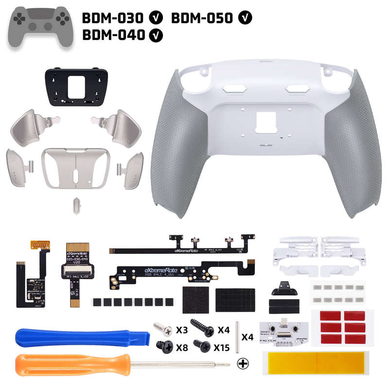 Ps5 Dualsense Controller NEW Plus MAX Edition Back Button Mod Kit Rise4 Rubberized White Metal Ed...