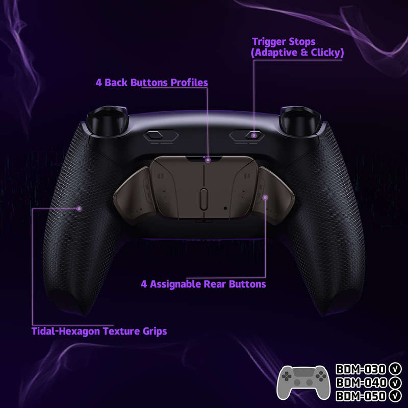 Ps5 Dualsense Controller NEW Plus MAX Edition Back Button Mod Kit Rise4 Rubberized Black Metal Ed...