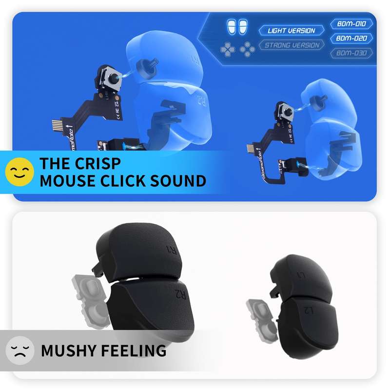 PS5 Dualsense Controller Tactile Clicky Hair Trigger Kit Light Micro Switch Version BDM010/020