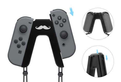 Switch Joycon Grip with Strap Holder Black