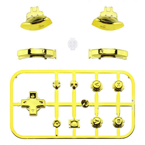 NS Switch Lite 14 Piece Button Kit Glossy Chrome Gold
