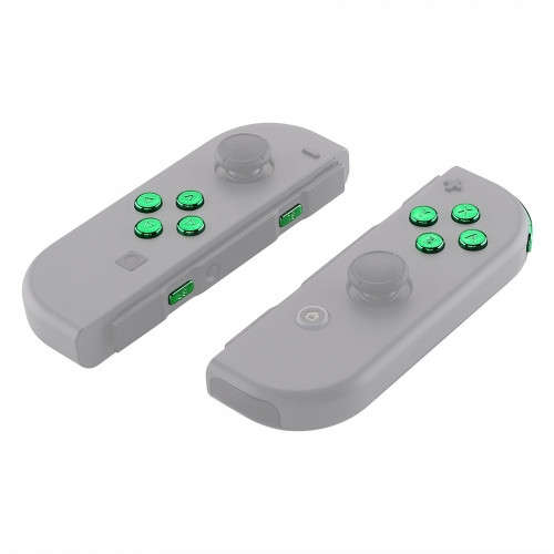 NS JoyCon Chrome 16 piece Button Kit Glossy Chrome Green