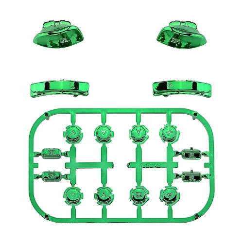 NS JoyCon Chrome 16 piece Button Kit Glossy Chrome Green