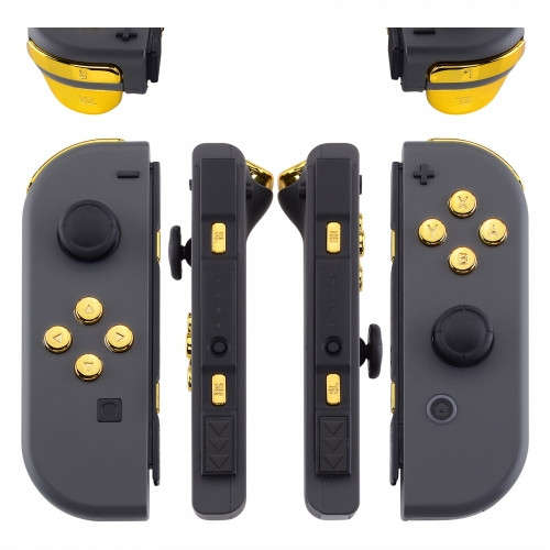 NS JoyCon Chrome 16 piece Button Kit Glossy Chrome Gold