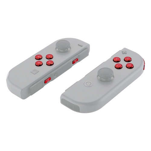 NS JoyCon Chrome 16 piece Button Kit Glossy Chrome Red