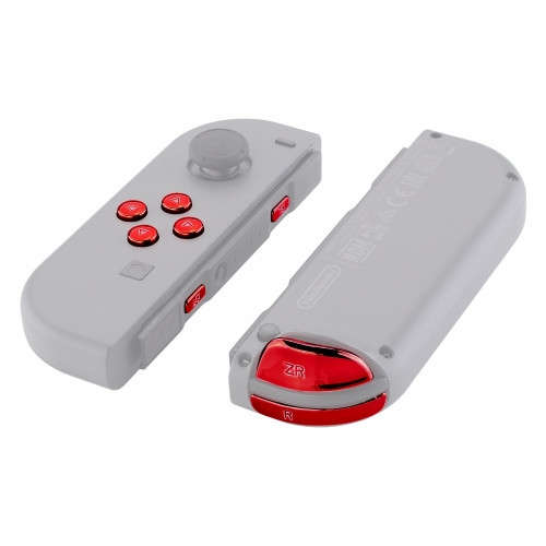NS JoyCon Chrome 16 piece Button Kit Glossy Chrome Red