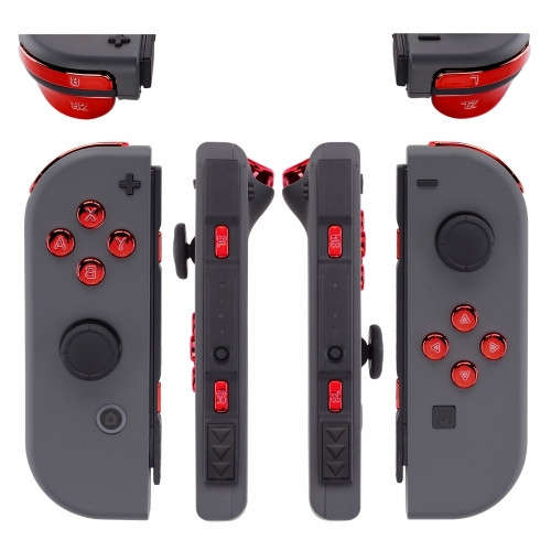 NS JoyCon Chrome 16 piece Button Kit Glossy Chrome Red