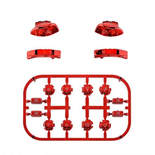 NS JoyCon Chrome 16 piece Button Kit Glossy Chrome Red