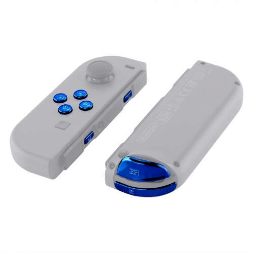 NS JoyCon Chrome 16 piece Button Kit Glossy Chrome Blue