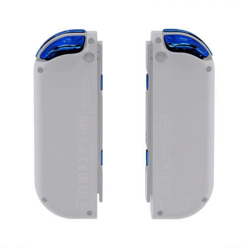 NS JoyCon Chrome 16 piece Button Kit Glossy Chrome Blue