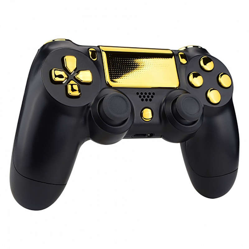 Dualshock 4 DS4 V2 Controller Button Set Glossy Chrome Gold with Touchpad Cover
