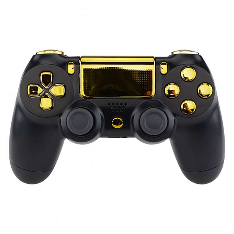 Dualshock 4 DS4 V2 Controller Button Set Glossy Chrome Gold with Touchpad Cover