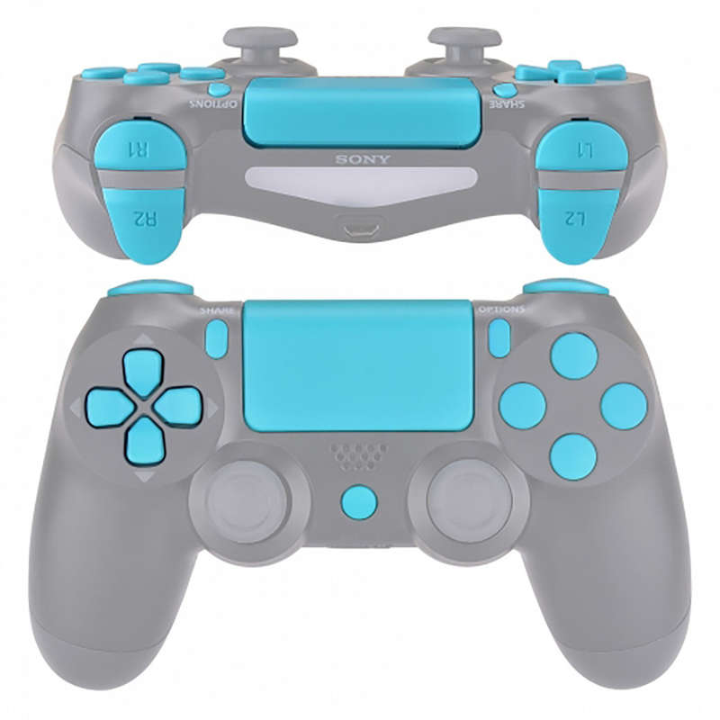 Dualshock 4 DS4 V2 Controller Button Set Soft Touch Heaven Blue with Touchpad Cover