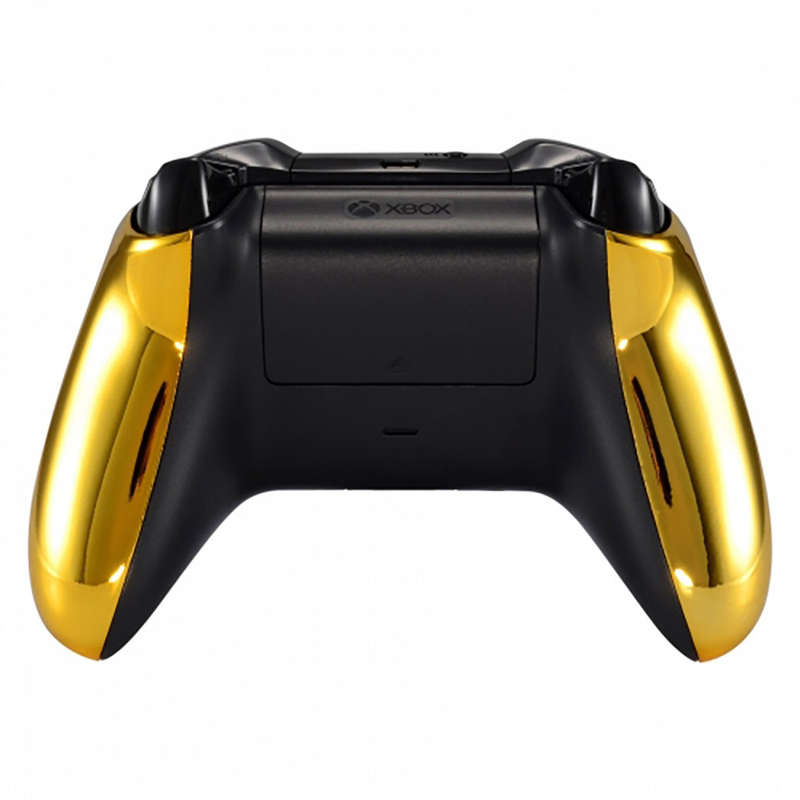 XBOX ONE S Controller Front Faceplate With Side Rails Glossy Chrome Gold