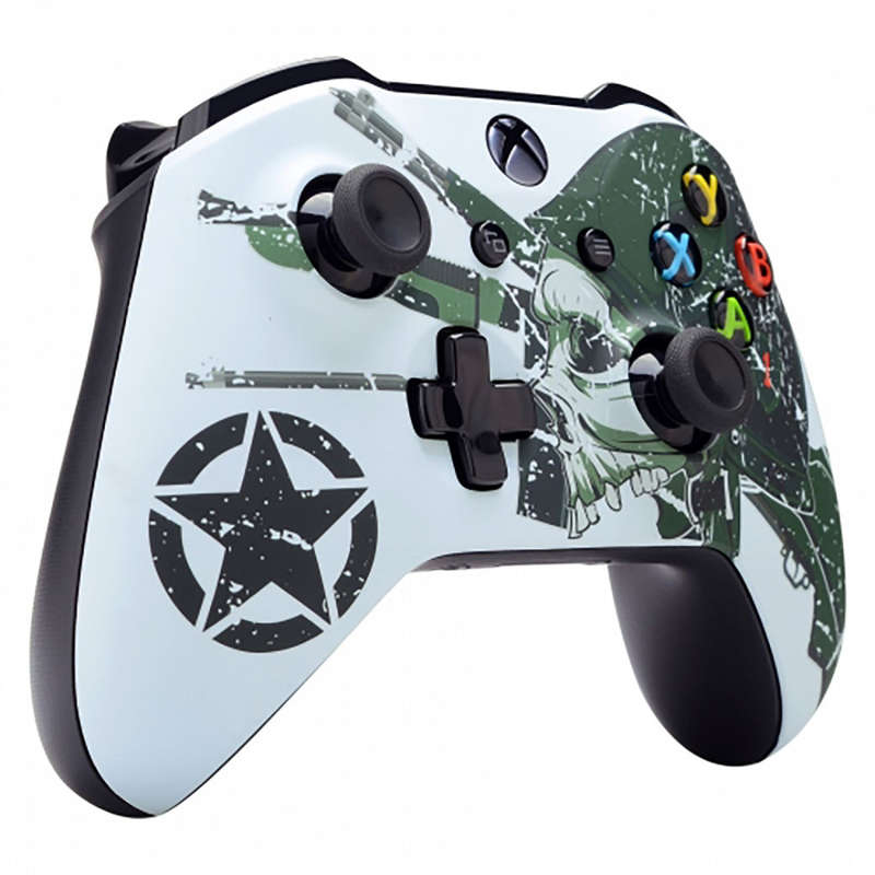 XBOX ONE S Controller Front Faceplate Art Series Soft Touch WWII US Army and Skull