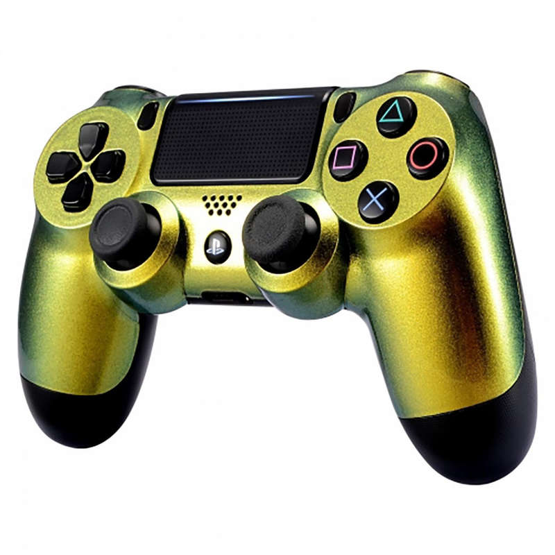 PS4 Dualshock 4 V2 Front Faceplate Soft Touch Chameleon Gold Green