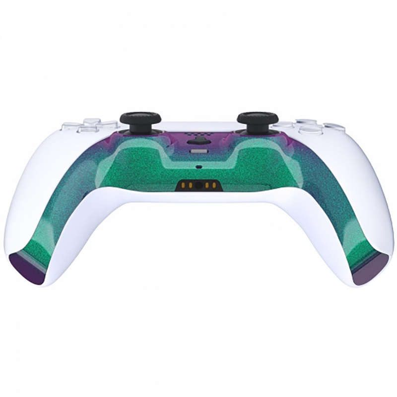 PS5 Dualsense Controller Plastic Trim with Accent Rings Glossy Chameleon Green Purple