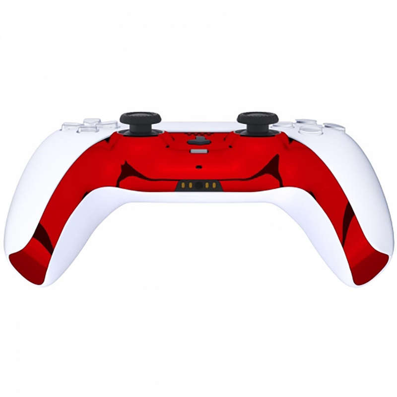 PS5 Dualsense Controller Plastic Trim with Accent Rings Glossy Chrome Red