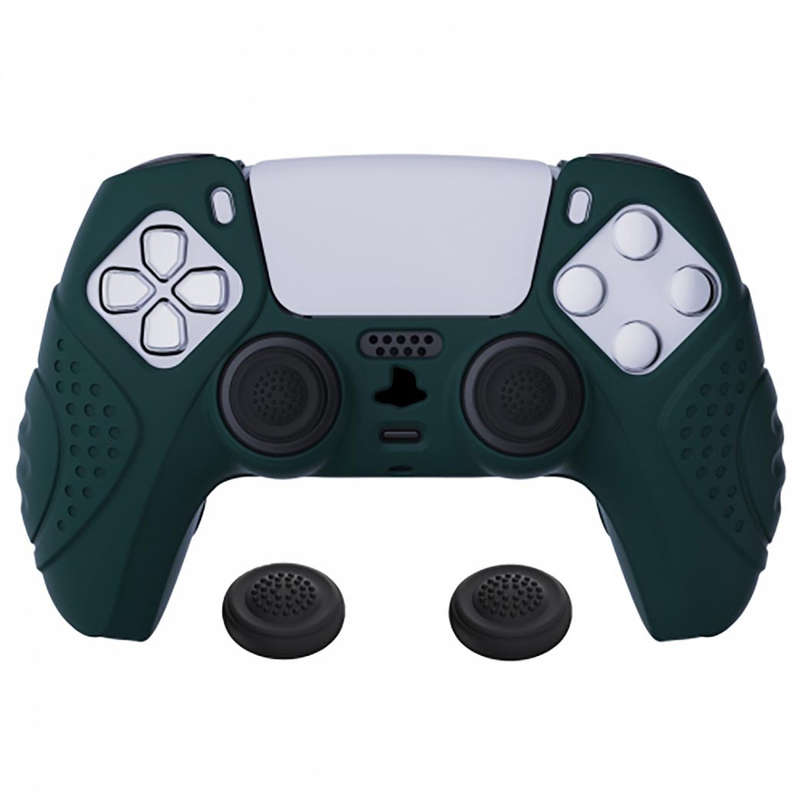 DS5 DUALSENSE CONTROLLER SURE GRIP SILICONE GLOVE With Black Joystick Caps Guardian Edition Racin...