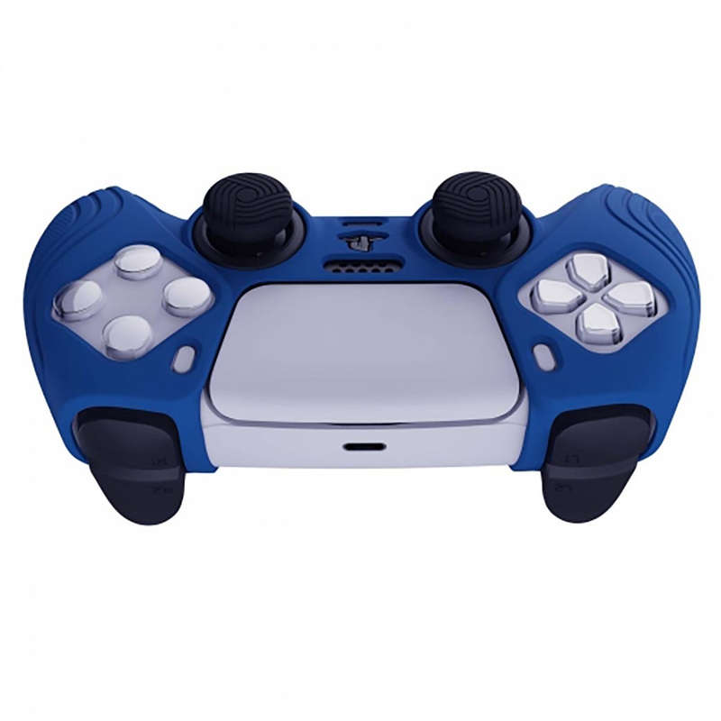 DS5 DUALSENSE CONTROLLER SURE GRIP SILICONE GLOVE With Black Joystick Caps Samurai Edition Deep Blue