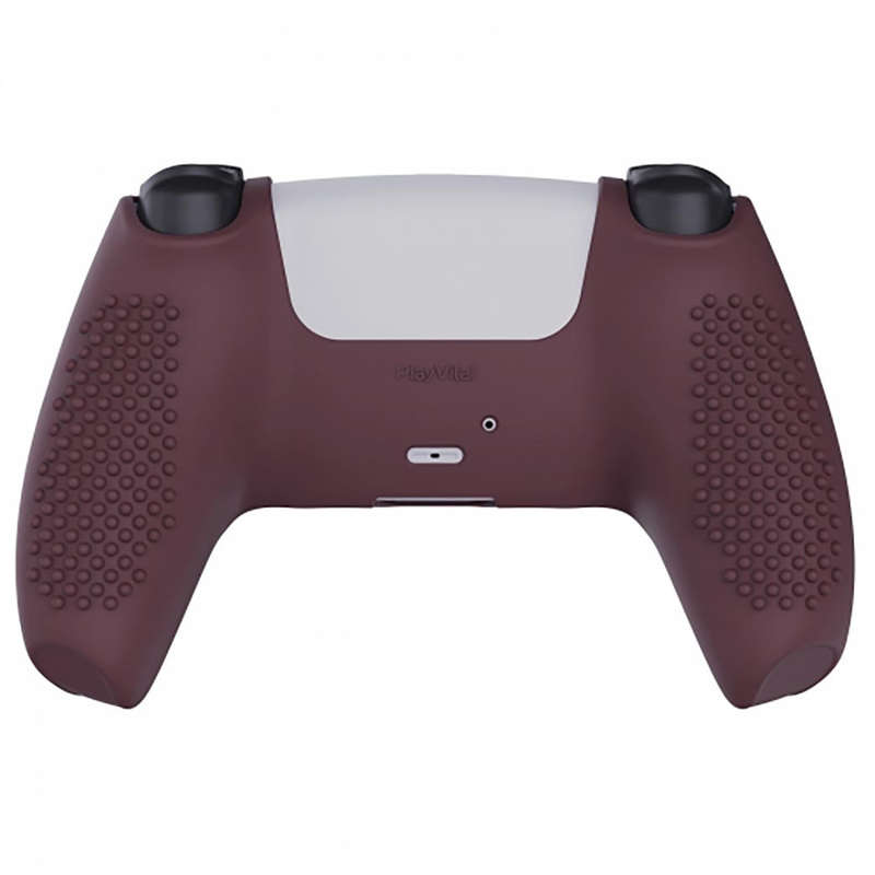 DS5 DUALSENSE CONTROLLER 3D STUD GRIP SILICONE GLOVE With 6 Black Joystick Caps Wine Red