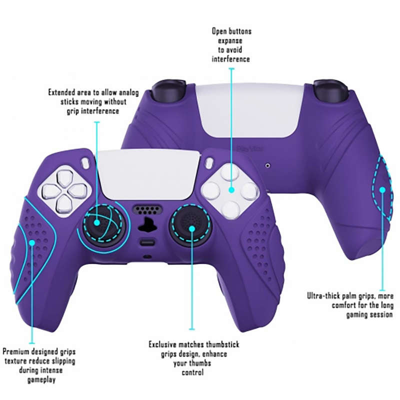 DS5 DUALSENSE CONTROLLER SURE GRIP SILICONE GLOVE With Black Joystick Caps Guardian Edition Dark ...