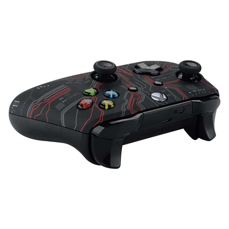 XBOX ONE S Controller Front Faceplate Art Series Soft Touch Red Black Circuit