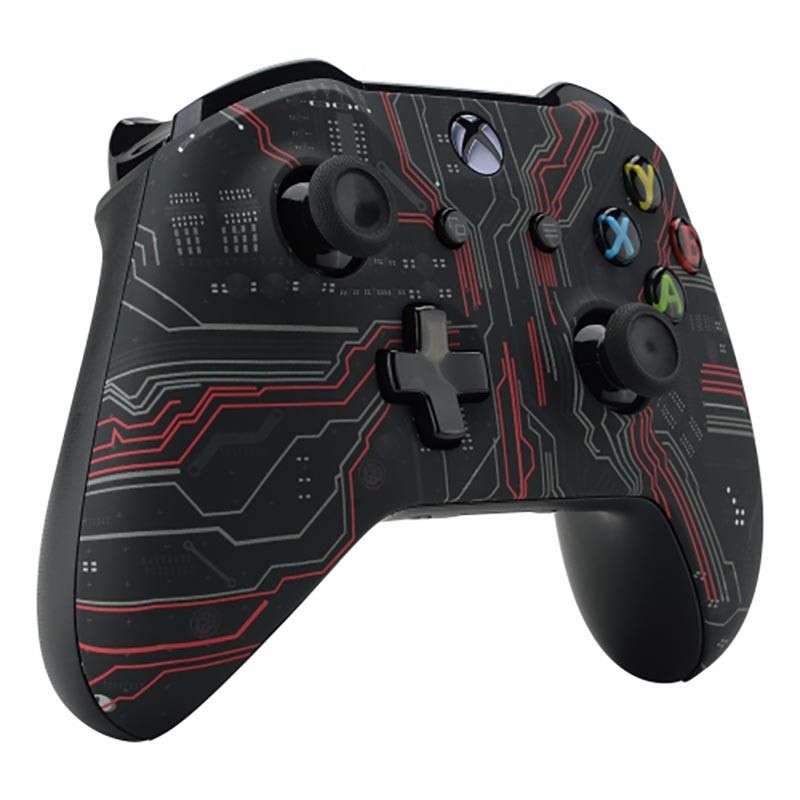 XBOX ONE S Controller Front Faceplate Art Series Soft Touch Red Black Circuit