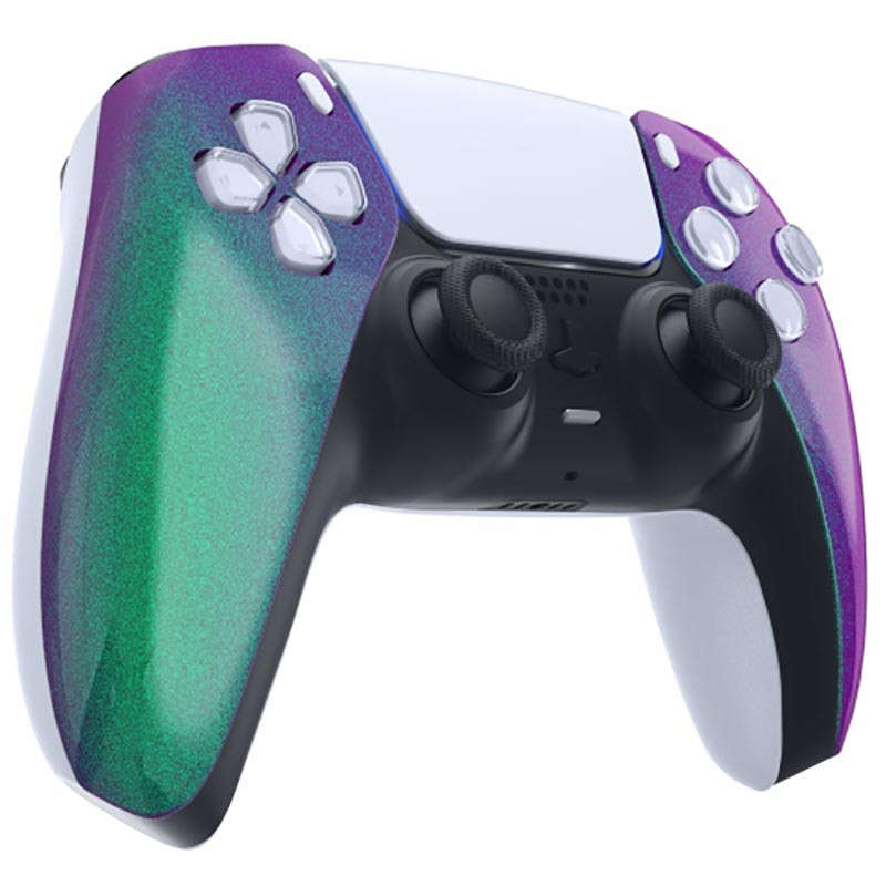 PS5 Dualsense Controller Front Shell With Touchpad Gloss Chameleon Green Purple