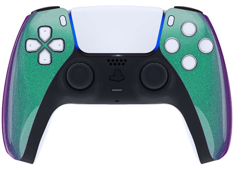 PS5 Dualsense Controller Front Shell With Touchpad Gloss Chameleon Green Purple