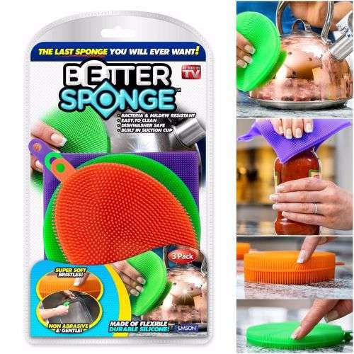 Better Home Item Sponge Anti-Bacterial Kitchen Cleaner High-grade Silicone 3PCS