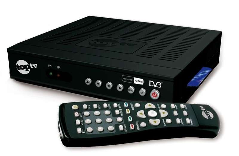 TOP TV DECODER, POWER CORD AND REMOTE - IN BOX (SMART CARD AND DISH NOT INCLUDED)