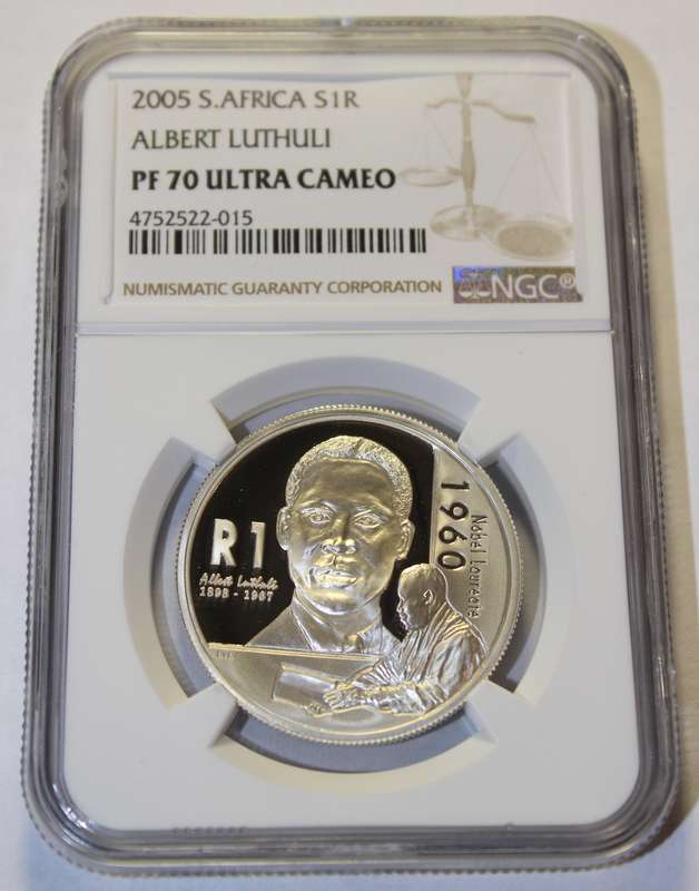 2005 1 RAND AlBERT LUTHULI NGC GRADED PF70 UC