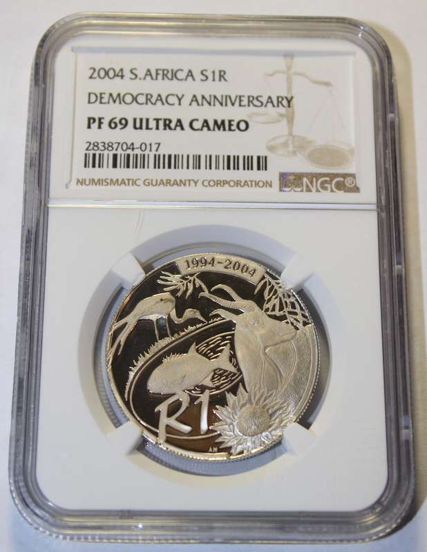 2004 1 RAND DEMOCRACY ANNIVERSARY NGC GRADED PF69 UC